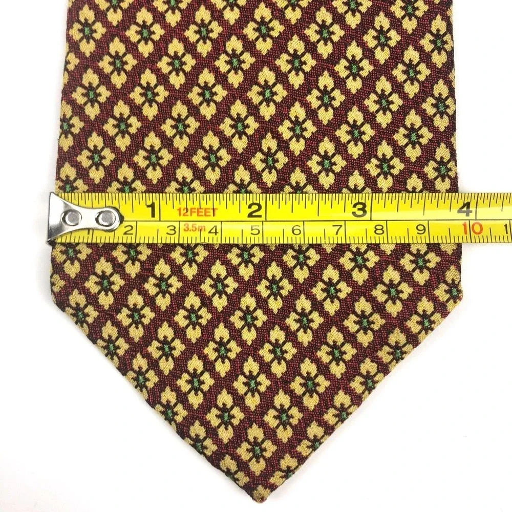 Made In Italy For Nordstrom Tie Men's 100% Silk Yellow Floral Geometric Necktie